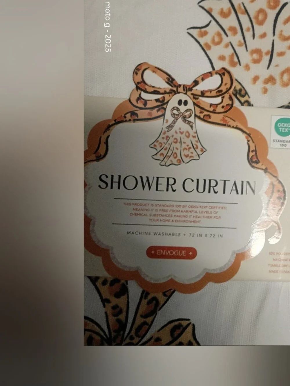 Halloween  Ghost Shower Curtain  with Leopard Bow